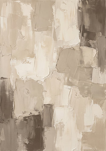 Modern abstract patchwork-schilderij in beige en taupe
