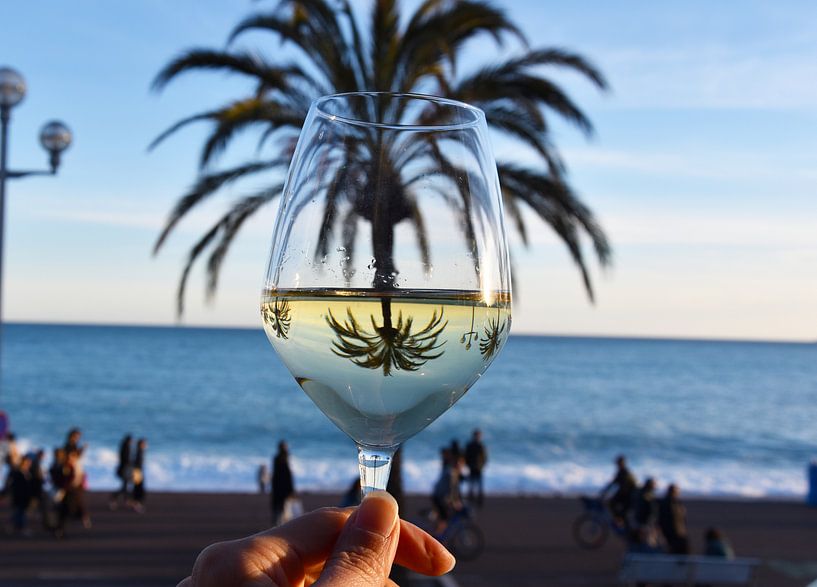 Reflection palm tree in wine glass by Anne Travel Foodie