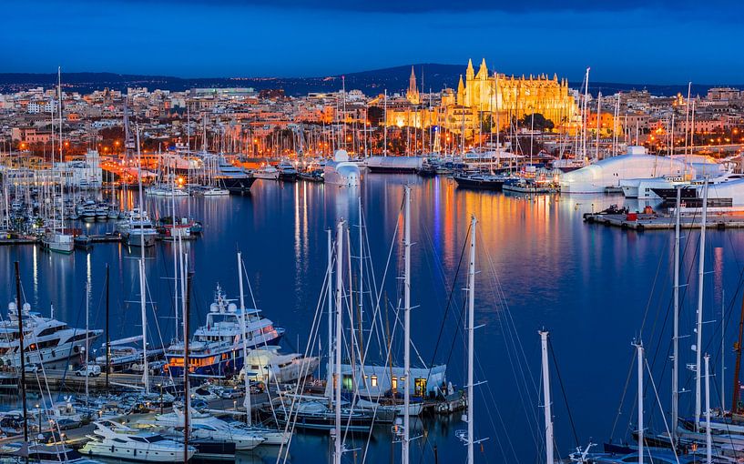 Port of Palma de Mallorca at night, Spain, Mediterranean Sea, Balearic Islands by Alex Winter