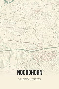 Vintage map of Noordhorn (Groningen) by Rezona