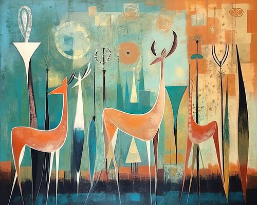 Abstrakte Parade der Hirsche