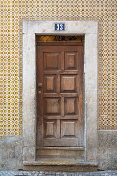 Wooden door No 33 in Lisbon, Portugal Art print - Architecture and travel photography by Christa Stroo photography