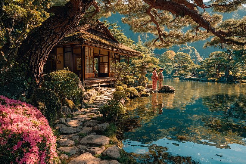 picturesque Japan geisha&#039;s in garden by Egon Zitter