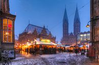 Altes Rathaus mit Dom St. Petri und Weihnachtsmarkt am Marktplatz bei Abendd�mmerung, Bremen, Deutsc von Torsten Krüger Miniaturansicht