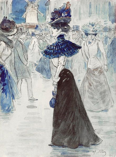 Walkers in front of the Moulin Rouge, Henry Somm by Masterful Masters