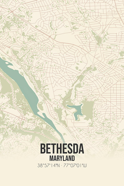 Old Map Of Bethesda Maryland Bethesda Print — Terratorie Maps