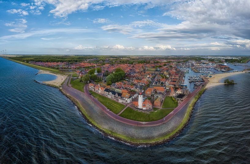 Panoramic aerial view of Urk with its lighthouse by Jan Schneckenhaus