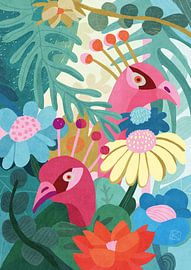 Tropische Vögel und Blumen von Sylwia Kubus