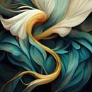 "Dansen met kleur", abstract botanisch schilderij van Studio Allee thumbnail