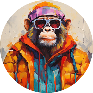 Kleurrijk Portret | Chimpansee van De Mooiste Kunst