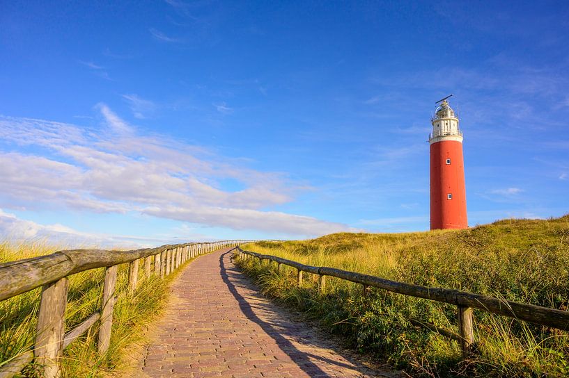 Texeler Leuchtturm in den Dünen an einem ruhigen Herbstnachmittag von Sjoerd van der Wal Fotografie