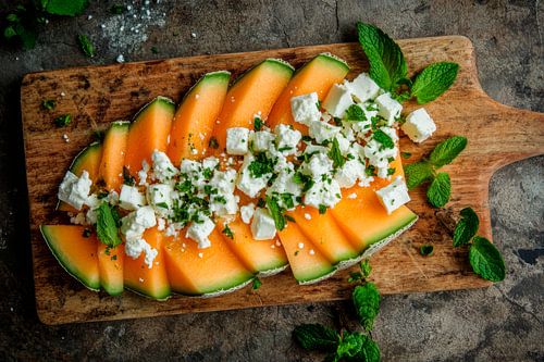Schotel van meloen en feta