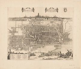 Stadtplan der Stadt Utrecht mit Stadtansicht, anonym, nach Johannes Jacobsz van den Aveele, um 1700 