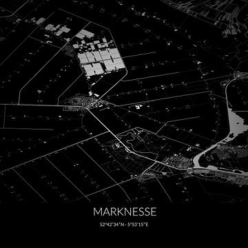 Zwart-witte landkaart van Marknesse, Flevoland. van Rezona