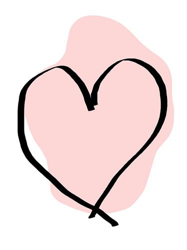 Heart pink - simple line drawing for love