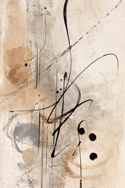 Abstrakte Malerei - Beige Schwarz Ruhig und Modern von Joriali Abstrakte Kunst