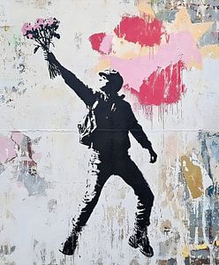 Graffiti Mann mit Blumen