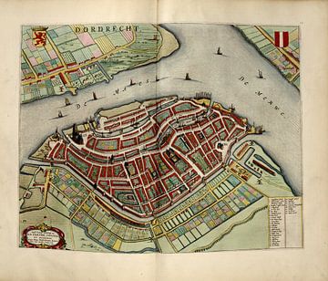 Dordrecht, Plan de la ville Joan Blaeu 1652 sur Atelier Liesjes