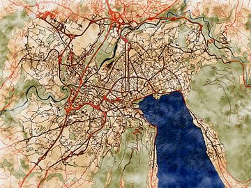 Kaart van Annecy in de stijl 'Serene Summer' van Maporia