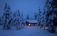 Finland, huisje in de sneeuw van Frank Peters thumbnail