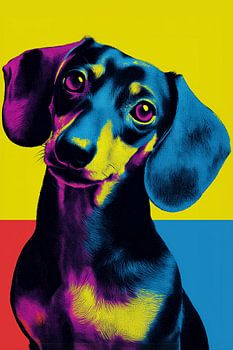 Teckel coloré dans un style Pop-Art