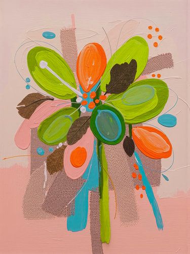 Moderner abstrakter Strauß in frischen Farben und Texturen von Studio Pieternel