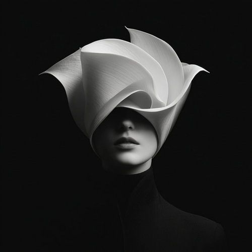 Monochrome Bloom – Futuristic portrait