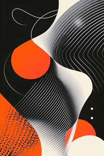 Formes abstraites en noir, blanc et orange