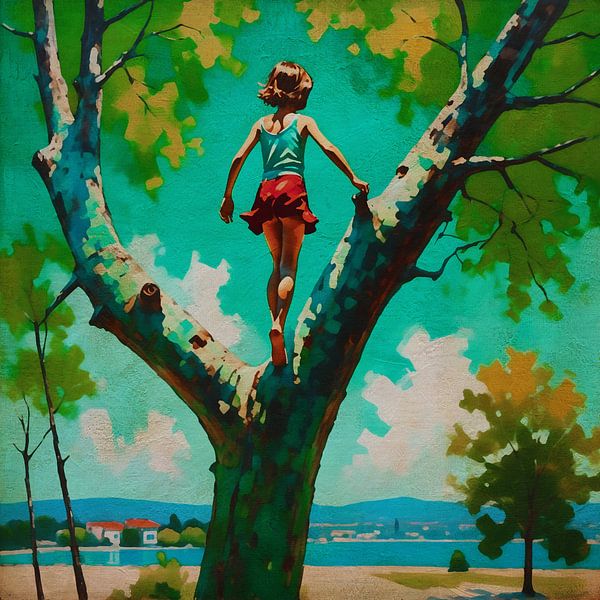 The Joyful Embrace of Nature: A Portrait of Childhood Wonder by Jan Keteleer (JanKé): A Journey Beyond the Canvas