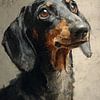 Dackel-Porträt – Ausdrucksstark – Ölgemälde – Hund – Kunst von Eva Lee