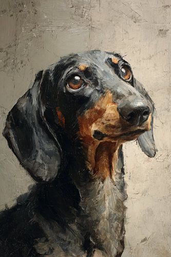 Dachshund Portrait: Expressive Oil Painting of a Dog
