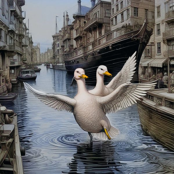 Enten im Stadtkanal von Humphry Jacobs