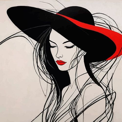 Minimalistisch schilderij van vrouw