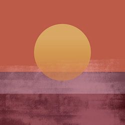 Coucher de soleil. Paysage abstrait et minimaliste aux couleurs chaudes