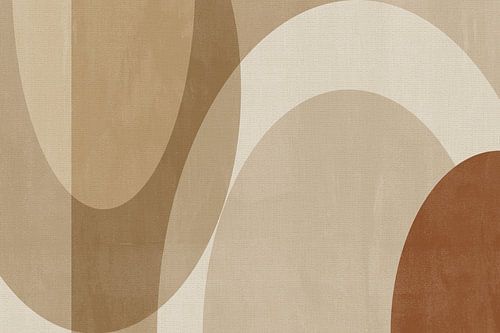 Japandi. Minimalistische kunst in bruine kleuren op linnen