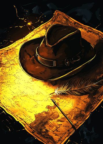 Carte au trésor mystérieuse avec chapeau d'aventurier