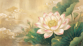 Japanischer Lotus in „Golden Serenity“ von Siti Zuliana