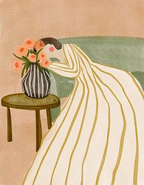 Woman Admiring Flowers by Nikita Jariwala