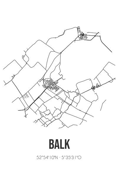 Balk (Fryslan) | Landkaart | Zwart-wit van Stad & Wand