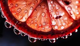 Gedetailleerde close-up van een plak vers fruit