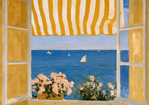 A summer sea breeze – a view of the sea with sailing boats from the window