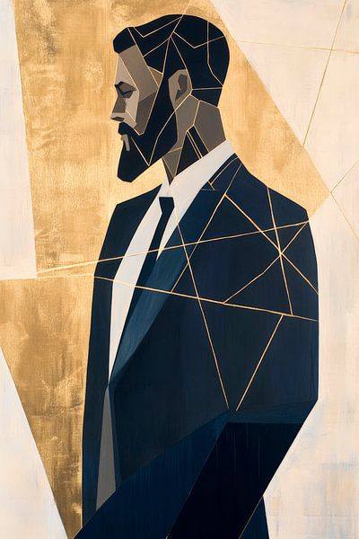 Geometrisches Porträt eines Mannes in Anzug von Poster Art Shop