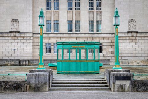 Turquoise entrance building Queensway Tunnel, Liverpool