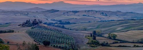 Panorama landschap bij Podere Belvedere in Toscane 
