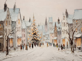 Verschneites Weihnachtsdorf