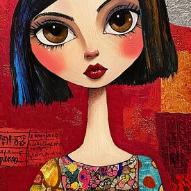 Girl with Big Eyes | Coloured Girl by Eye catching paintings