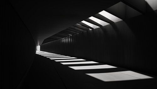 Moderne tunnel zwart - wit panorama