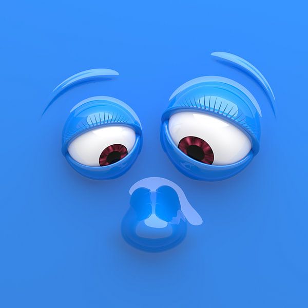 Grappig gezicht blauw van Jörg Hausmann