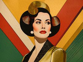 Retro-Look elegante Frau in Gold, Serie: Buntes Retro -7