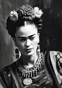 Frida Poster Zwart Wit van Niklas Maximilian
